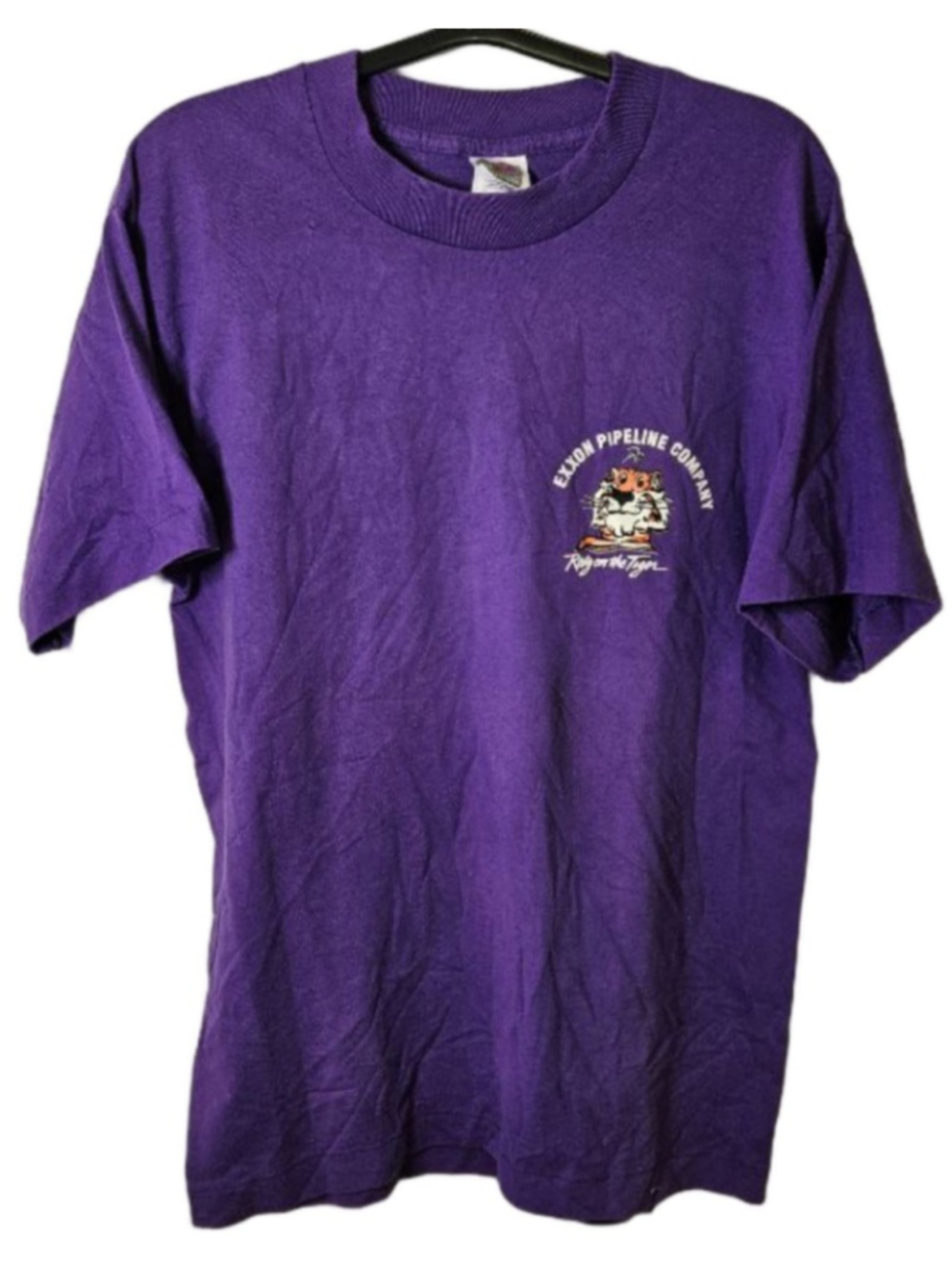 Vintage Exxon Pipeline Company Rely on the Tiger T-Shirt Purple Fruit of the Loo